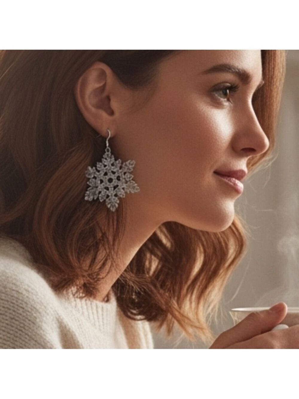 Snowflake Acrylic Sparkle Dangle Earrings Winter Christmas Lightweight